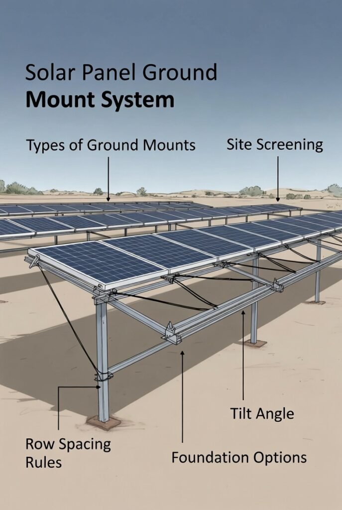 standard fixed-tilt vs pole mount vs tracking-capable with a short “best fit” note under each.