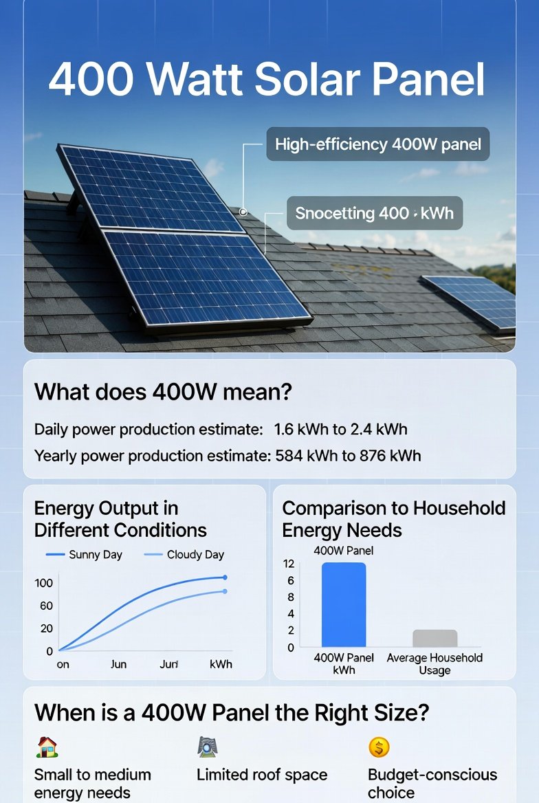 400W solar panel dimensions diagram with Vmp/Voc/Imp callouts
